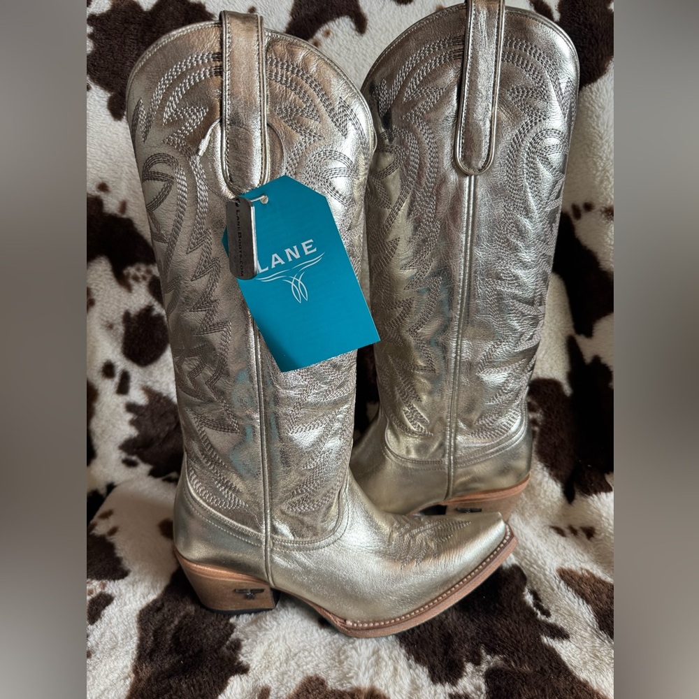 Lane Smokeshow Champagne Metallic Gold Cowboy Boots